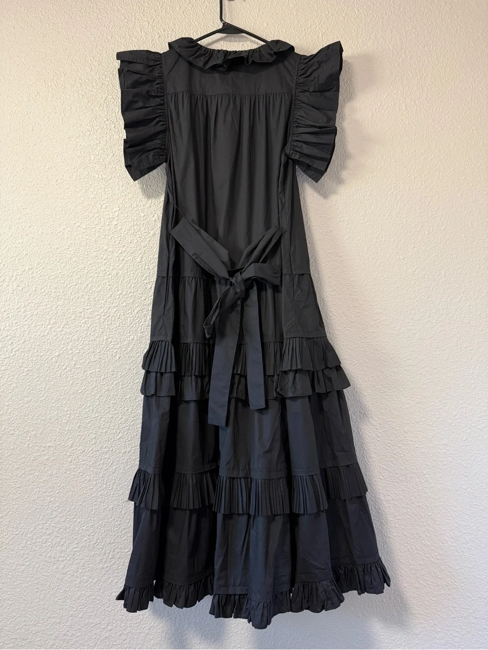 NWOT Ulla Johnson Elsie Dress Black Tiered Ruffle Cotton Poplin Midi Dress 6 - Picture 9 of 10